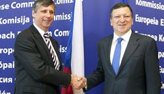 Jan Fischer a Jose Manuel Barroso v Bruselu